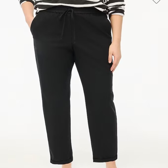 J Crew Linen-cotton blend drawstring pants Black Size 6 - Picture 1 of 5